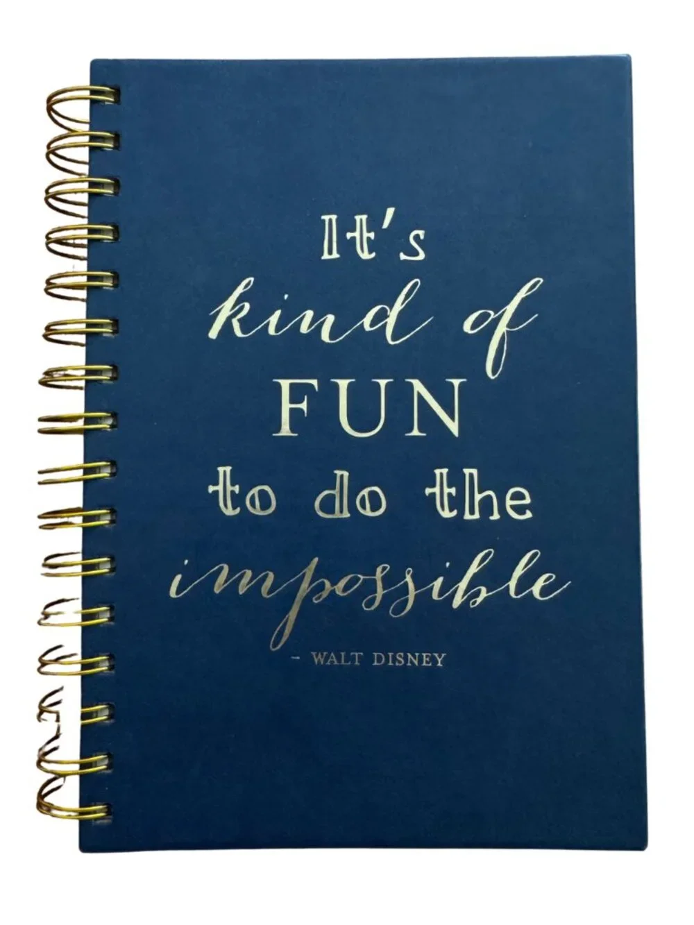 New Eccolo World Traveler Spiral Journal Walt Disney Quote Navy Blue Gold NEW